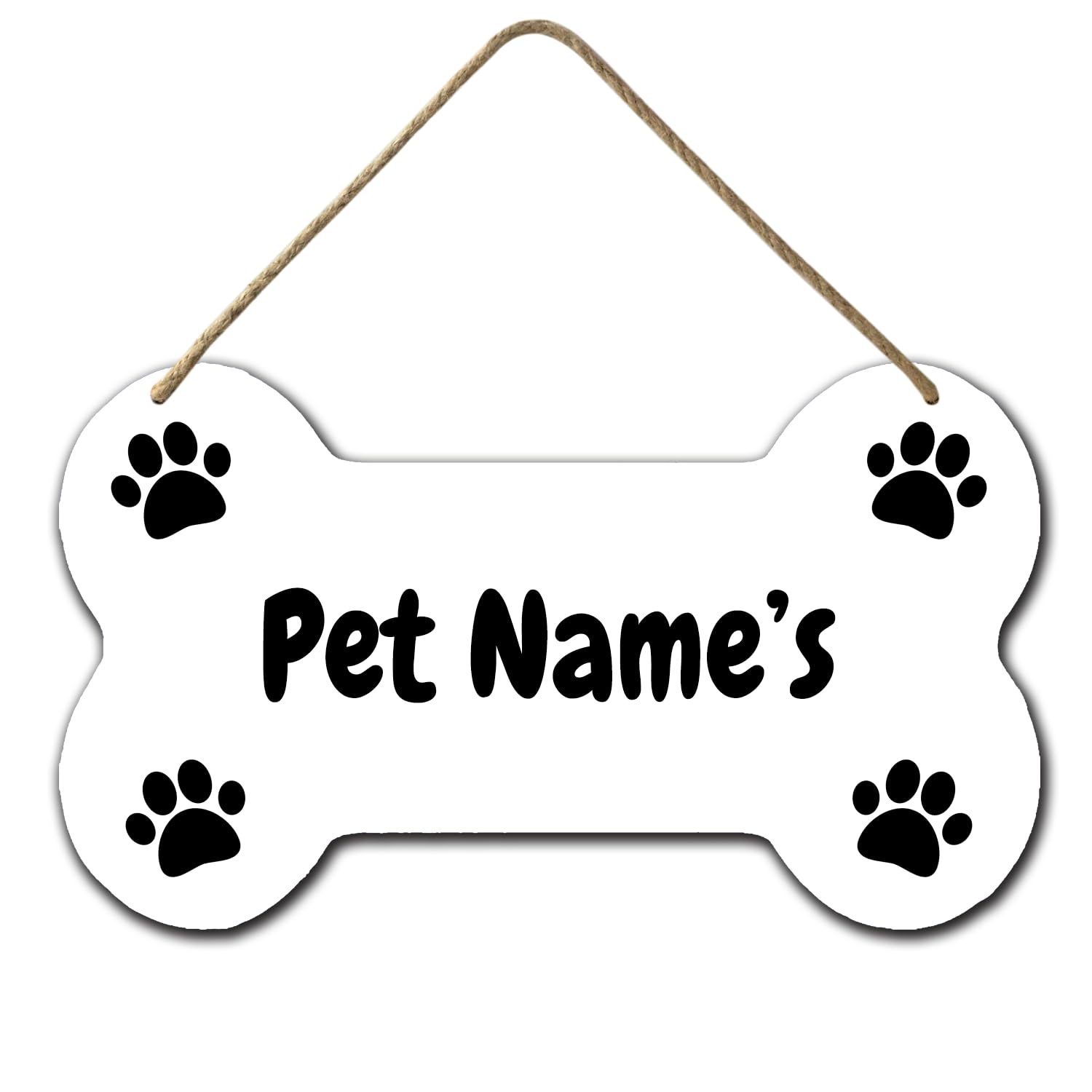 Ymaotrade Custom Dog Bone Sign 8.3x4.8 in, Personalized Pet Dog Name's Signs, Bone and paw Prints Wood Hanging Wall Plaques Door Decorations, Custom