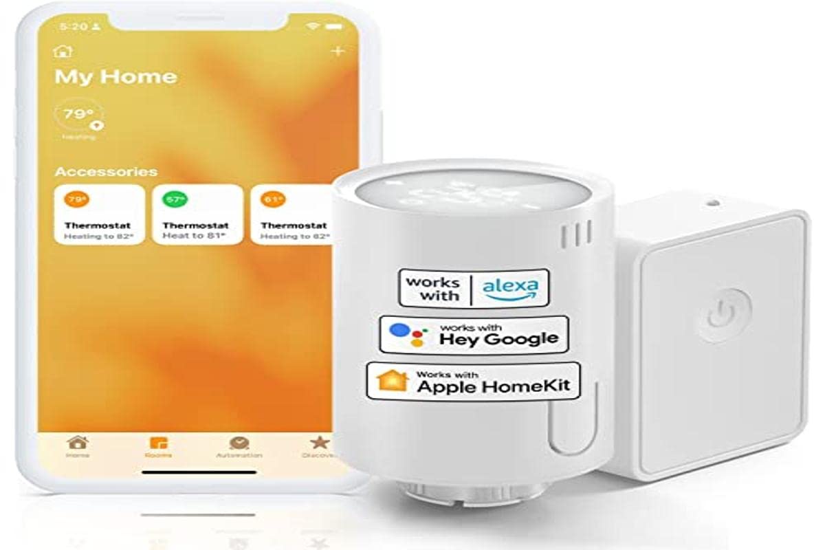 Meross Smart Radiator Thermostat with Hub, HomeKit Compatible, Wi-Fi Heating Thermostat for Siri Alexa, and Google Assistant