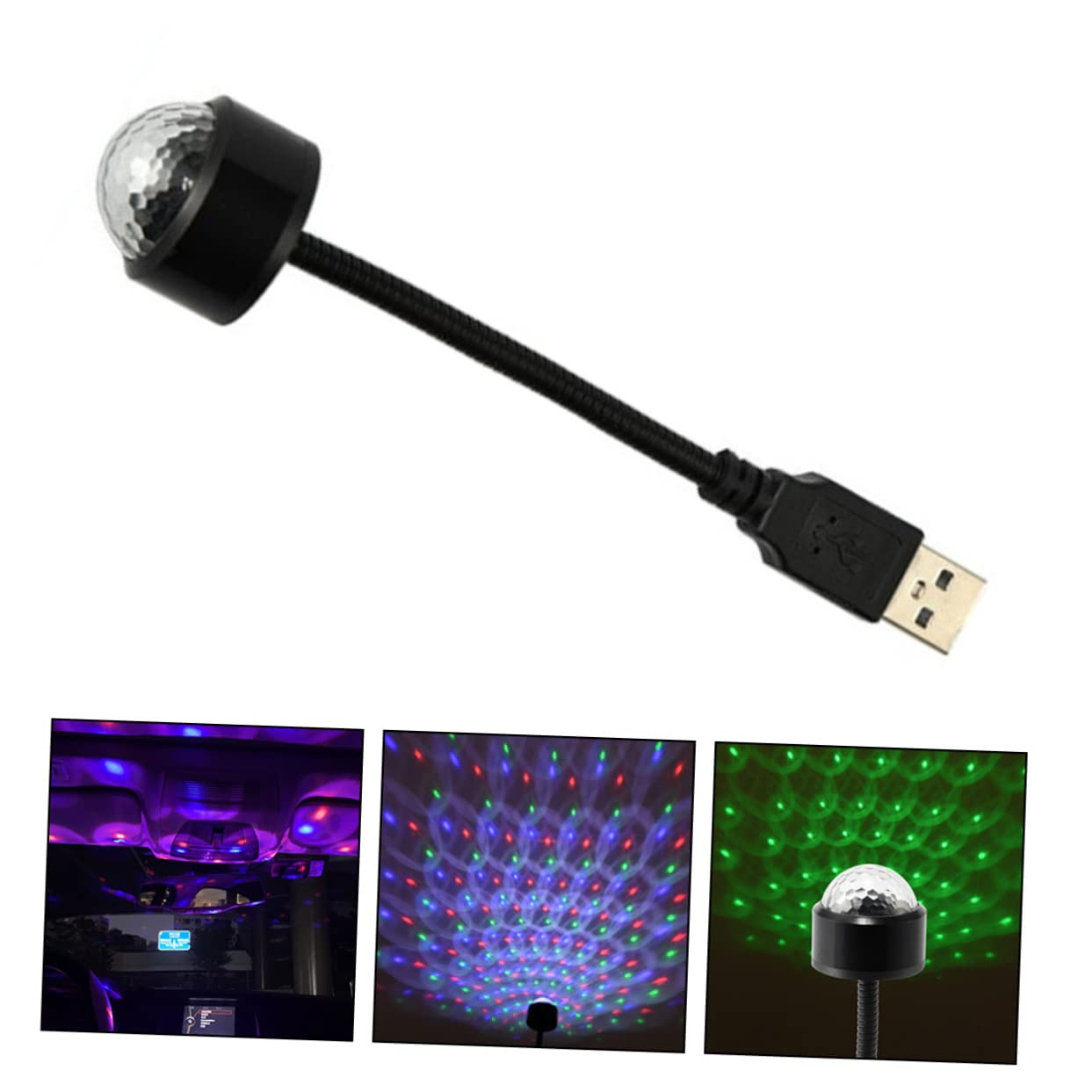 OUNONA 2pcs Car Atmosphere Light USB Sound Activated Decorative Led Light for Music Festivals Voice Control Low Power Consumption Material