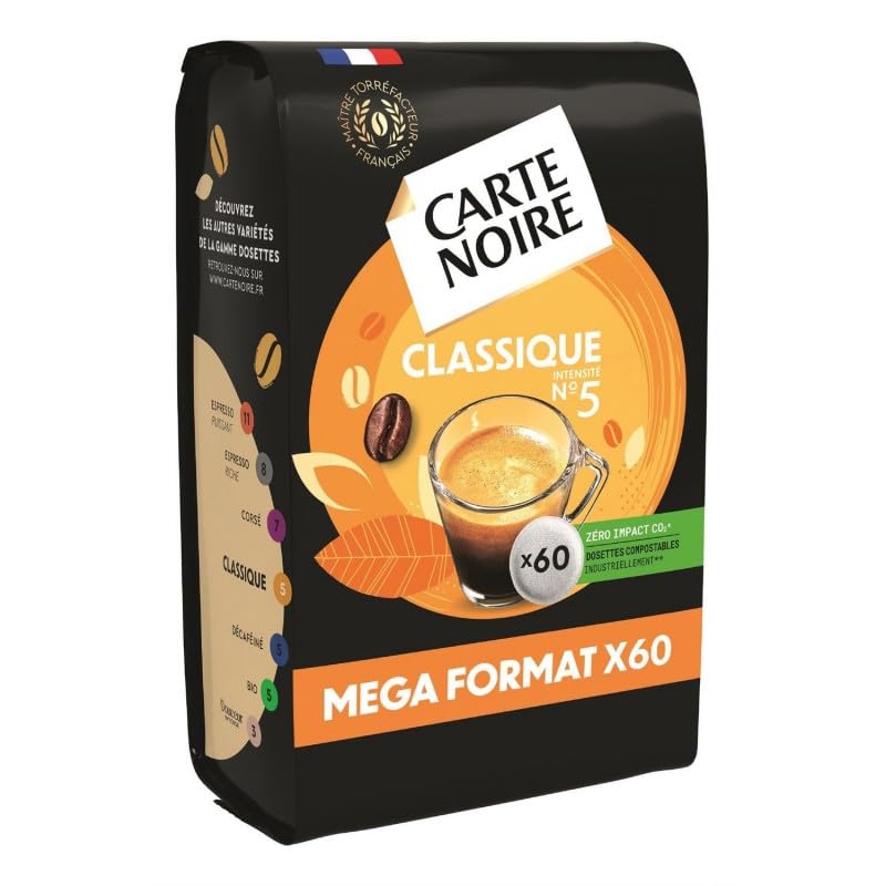 CARTE NOIRE - Café Dosettes Classique N°5 - 420g de pur plaisir caféiné - Compatibles avec les machines à dosettes - Laissez-vous séduire par l'arôme...