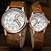 DREAMING Q&P Ultrathin Leather His and Hers Wristwatches (Brown Gold Case)