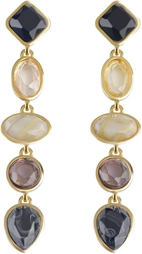 fxmimior Moda Mujer arete clásico Resina de Bohemia larga cadena Drop Dangle arete Joyas