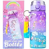 Get Trend Einhorn Basteln Mädchen DIY Trinkflasche Kinder Kreativ Bastelset, Wasserflasche mit Aufklebern & Zubehör, Einhorn Geschenke für Mädchen & Teenager (Multi Unicorn)