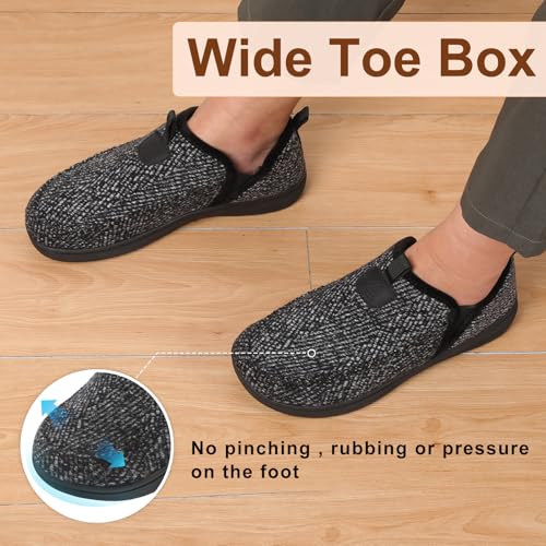 LeIsfIt House Slippers for Men Wide Slip-On House Shoes Memory Foam Moccasin Slippers for Indoor & Outdoor Tweed Size 13 by LeIsfIt - Image 3
