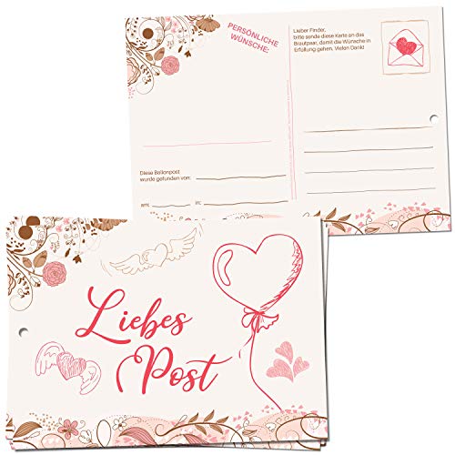 Lot de 52 cartes postales de mariage - Cartes vintage extra légères 160 g/m² perforées Cover