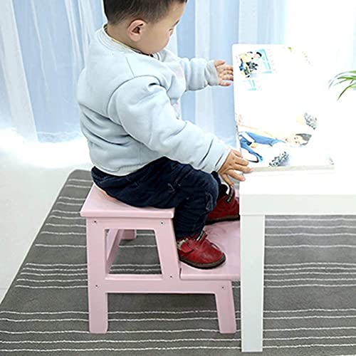 Taburete de escalera de madera con 2 niveles para armarios y hogar 4
