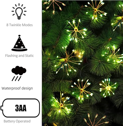 Image of Desidiya 12 Bright Starbursts Design Sparkle 10 feet LED Light with USB Operated for Diwali Decoration Christmas, Wedding, Party, Home, Patio Lawn Warm White