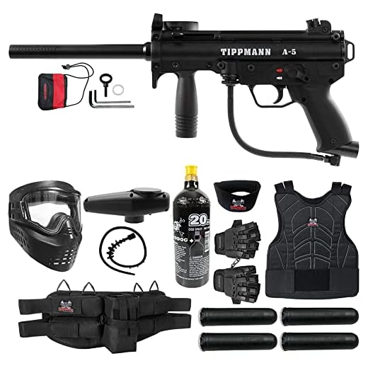 Maddog Tippmann A5 A-5 Standard Starter Protective CO2 Paintball Gun Package - Black