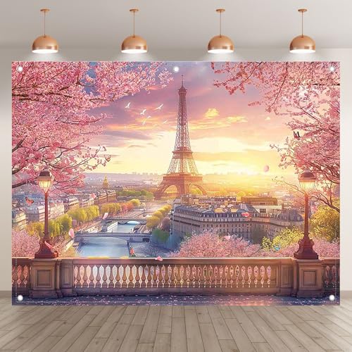 Fondo fotográfico tela 8x6 ft paisaje París miniatura 2
