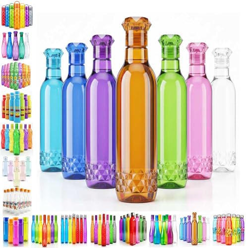 Image of RED WIND Unbreakable 1 Litre Diamond Base Water Bottles | Pack of 12 | Multicolor | Leakproof Screw Cap | BPA-Free | Bottles for Fridge, Home, Office, School and Travel