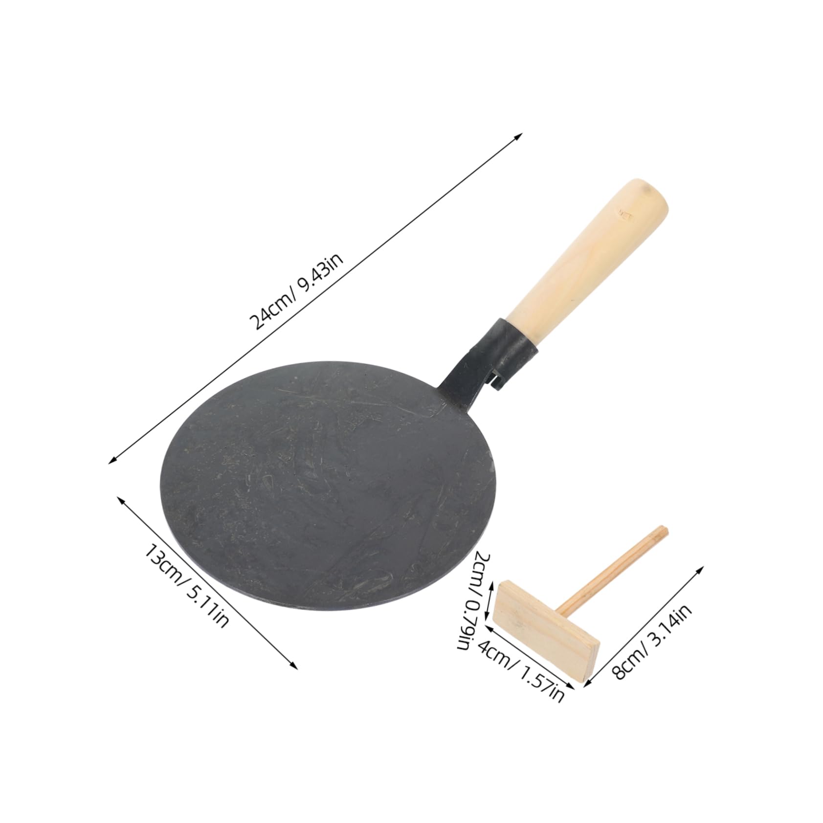 Mikinona 1set Flat Pancake Frying Pan Nonstick Cooking Tool Smooth Handle for Crepes Pancakes and for Home Restaurant Use Spreader