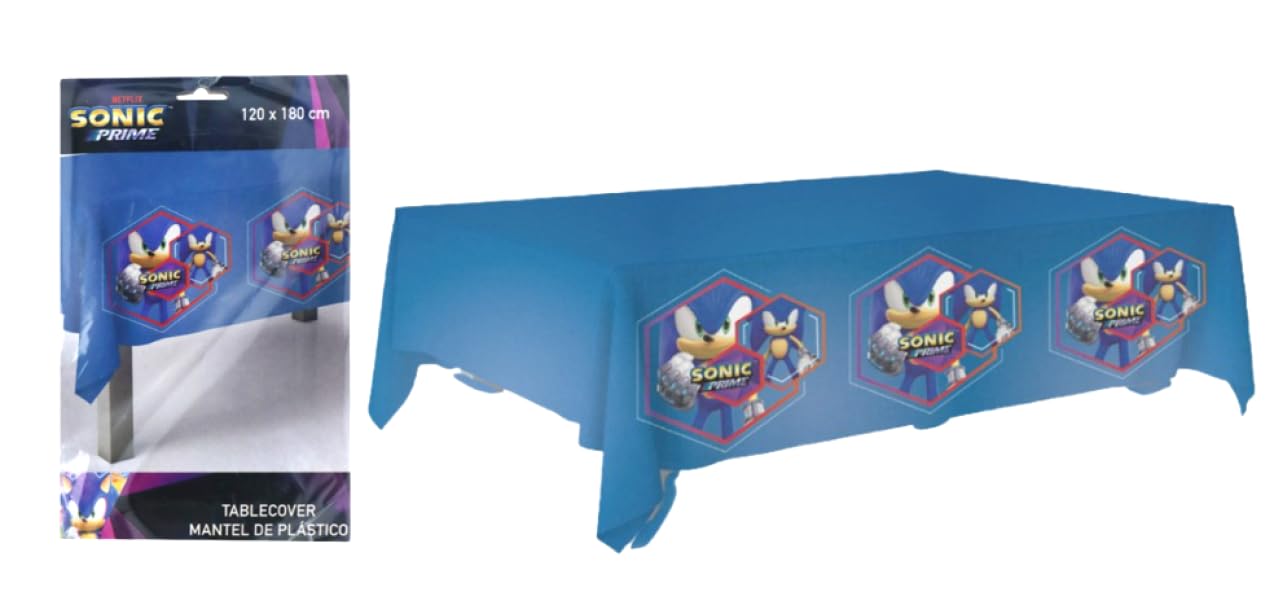 Kit Compleanno Sonic per 8 Persone - Set Festa con Piatti 23cm e Piatti 18cm, Bicchieri, Tovaglioli e Tovaglia - Addobbi Tema Sonic per Bambini
