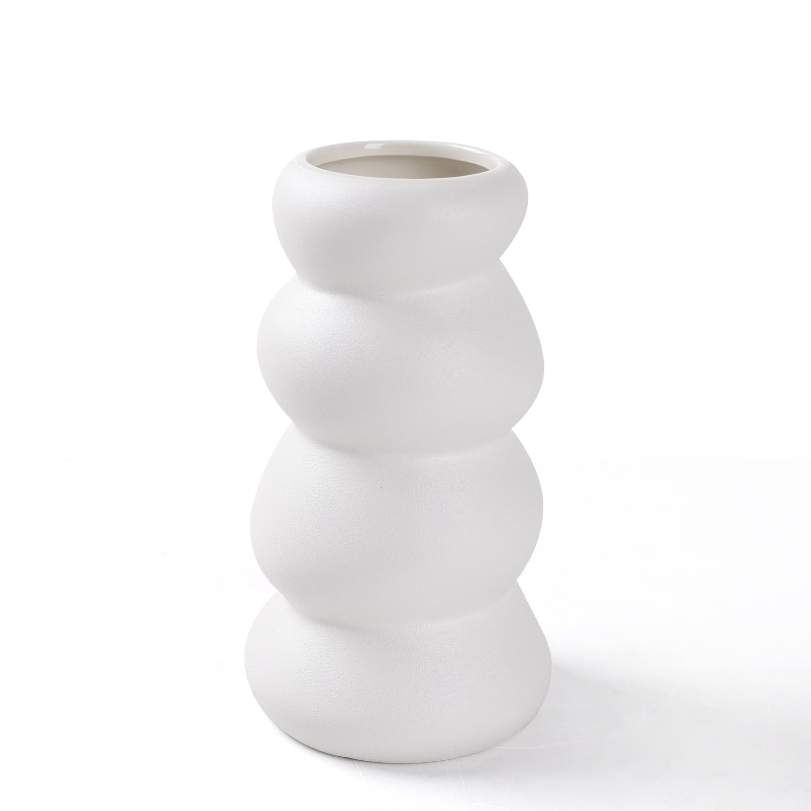 Umlaca 花瓶 おしゃれ フラワーベース 陶器 一輪挿し 生け花 花器 水栽培 北欧曲線 つや消し面 白 創意装飾 磁器 寝室 オフィス 家の装飾 高さ18cm インテリア飾り (ホワイト)