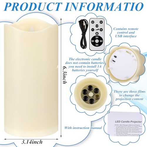 Image of Baquler Beach Flameless Candle Coastal Decor Projector Light Seashell Ocean LED Candle Battery Operated Night Light with Remote Timer Bedroom Last Toast on The Coast Wedding Summer Gift(Wildflower)