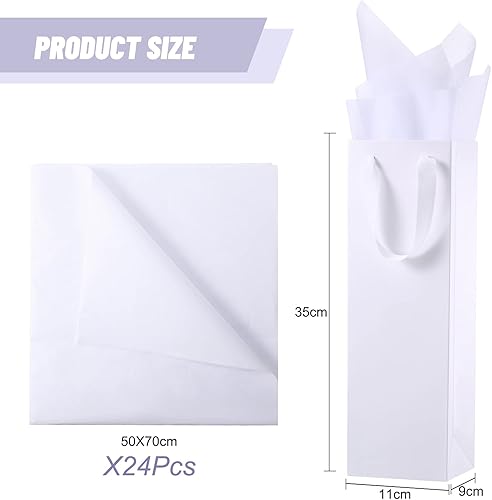 Miniatura 2 de 24 bolsas de vino Kraft de Navidad, bolsa de vino de papel, soporte para botellas de vino con asas con papel de seda Kraft, bolsa de vino al por