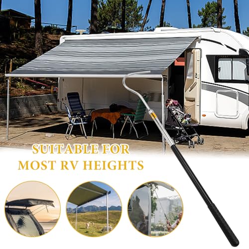 TYBYBB Teleskopstange mit Haken 41cm-150cm Teleskopischer Markisenöffner mit Haken Ziehhaken für Bodentreppen, Teleskopstab Schlangenhaken, für Wohnmobile, Tragbares Zubehör