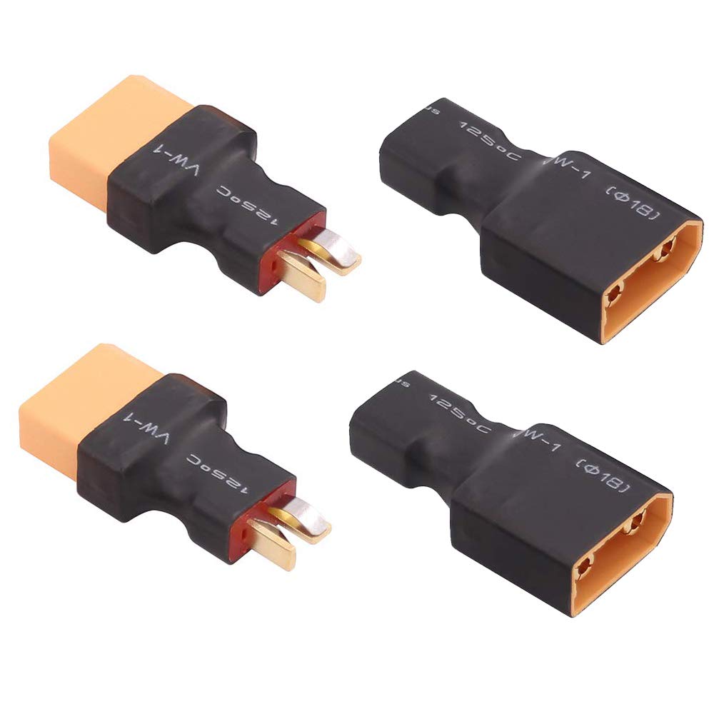 2 Pairs Deans T Plug Male Female Connector to XT90 Plug Male Female Connector Conversion Adapter for RC LiPo Battery