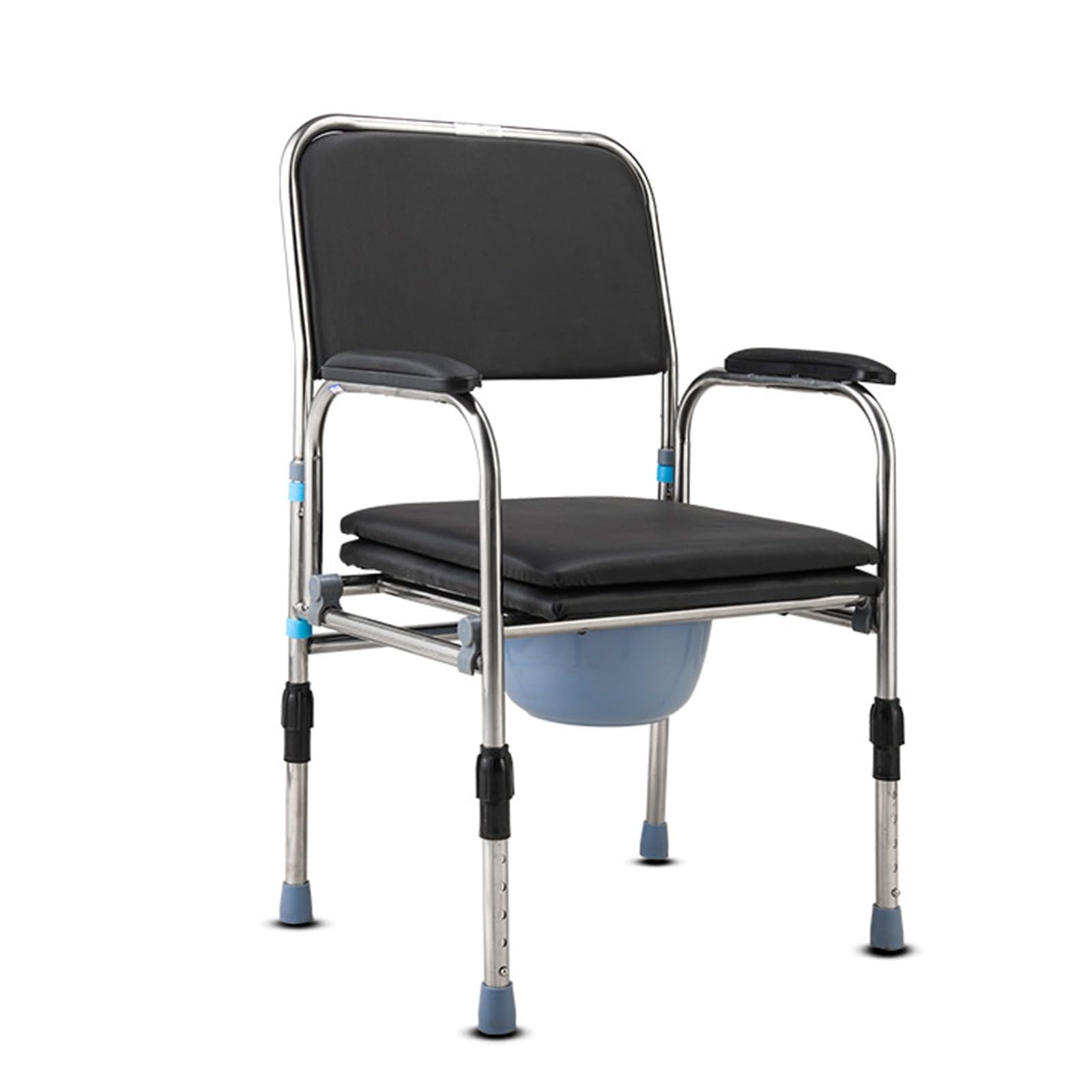 BHGFYXBS Adjustable Height Portable Commode Chair With Armrests And Backrest Stainless Steel Toilet Chair For Elderly And Disabled Non Slip Bedside Commodes,A,A,A