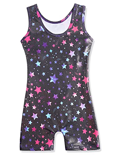 Image of HOZIY Gymnastics Leotards for Girls with Shorts Toddlers Biketards Rainbow Unicorn Dinosaur Mermaid Leopard Flower Galaxy