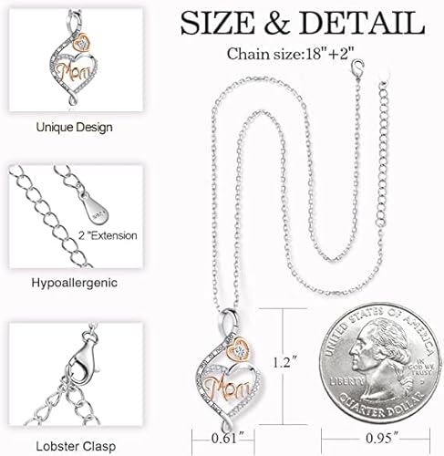 Bff&Unicorn Gifts For Mom,Sterling Silver Heart Infinity Mom Necklaces For Women,Birthday Mothers Day Jewelry Gifts For Mom From Daughter Son #TOP4