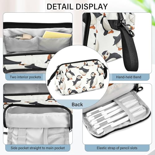 Image of Fisyme Cartoon Puffin Bird Pencil Case Large Capacity Pen Bags Box Big Makeup Pouch Organizer