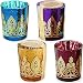 Kate Aspen Indian Jewel Henna Glass Votives, Tealight Candle Holders, Wedding Decorations/Favors, Assorted Colors (Set of 4) (20177NA)