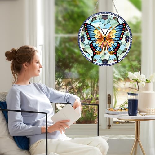 Image of AiYuanzsh Animal Butterfly Diamond Painting Hanging Pendant Kit Special Shaped Diamond Dots Art Acrylic Ornaments Diamond Painting Pendant for Adult Kid Home Wall Window Decor Gift