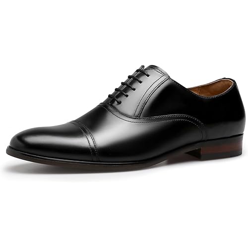 Men's Dress Shoes Leather Cap Toe Lace-up Oxfords