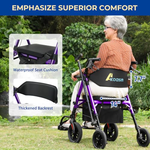 Image of Akoasm Foldable Walkers for Seniors with Seat, Rollator Wheelchair Combo