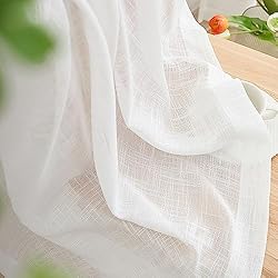 Tipos De Cortinas Modernas Para Dormitorios Treatmentex Cortinas Blancas Transparentes para Salon,Dormitorio,Oficina. Filtra de luz,Aspecto Textura de Lino.140cm de Ancho, 225cm de Largo,2 Piezas con Ojales.