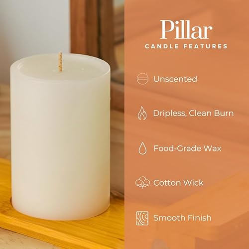 Miniatura 8 de Simply Soson Juego de 6 velas rústicas de pilar de cáscara de huevo marfil sin perfume, pilares de 3 x 4 pulgadas, vela grande para portavelas, 60