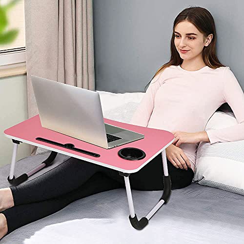 Image of VAAYU Multi-Purpose Laptop Table, Study Table| Bed Table| Adjustable Height, Portable for Office, Work Form Home | DIY Table, Easy to Assemble, Engineered (Old-Pink)