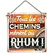 Les Trésors De Lily [R2152 - Plaque métal 'Messages' Orange Marron (Tous Les chemins mènent au Rhum) - 20x20 cm