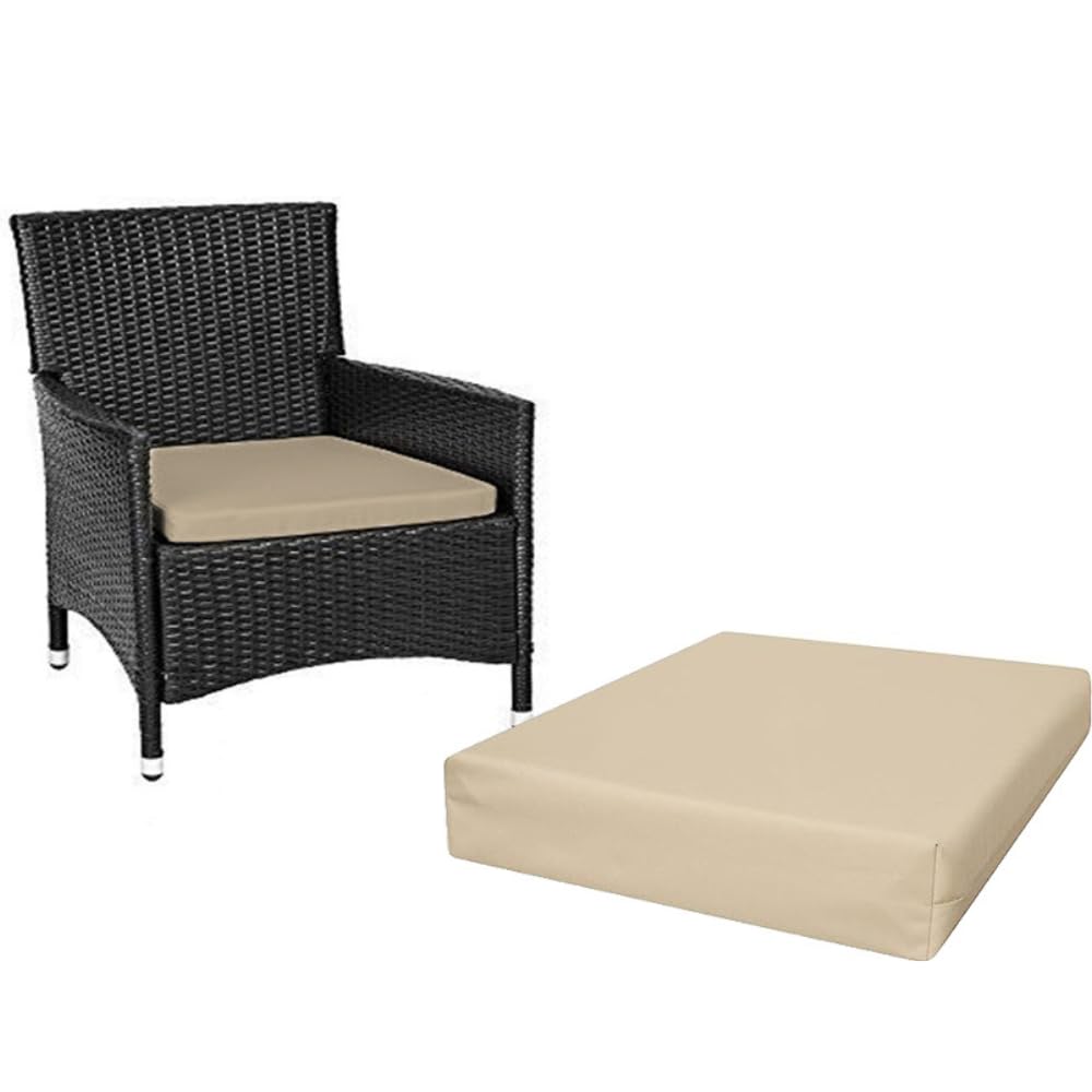 A ATH COLLECTION Waterproof Patio Chair Cushion Seat Pads Rattan Furniture | Water Resistant Patio Padding | Comfy & Lightweight Garden Furniture Cushions Pad, ALL-PURPOSE Use (18"x18"x4", Cream)