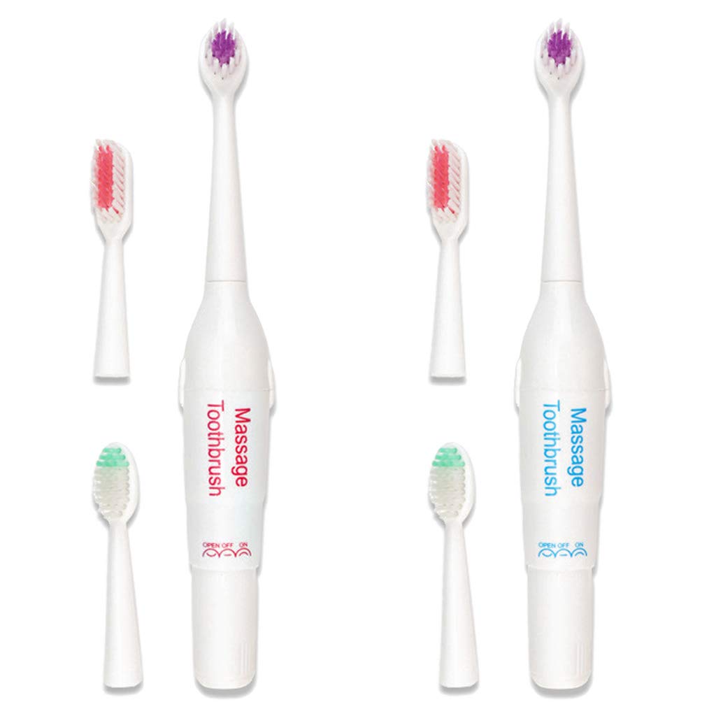 fuwahahah Electric Toothbrush，Adults Electric Massage Toothbrush 3 Head Replacement Battery Operated Portable