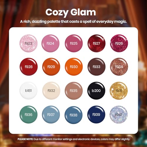 Image of Beetles Gel Nail Polish Kit - 23Pcs Burgundy Red Brown Orange Purple Colors Gel Polish Set Brown Gray Blue Green Soak Off Uv Gel Base Top Coat Gifts for Girls Glowing Attraction
