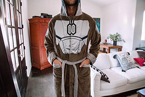 Star Wars: The Mandalorian Bounty Hunter Hooded Bathrobe for Men And Women | Soft Plush Spa Robe for Shower | Lightweight Fleece Housecoat With Belted Tie | One Size Fits Most Adults4