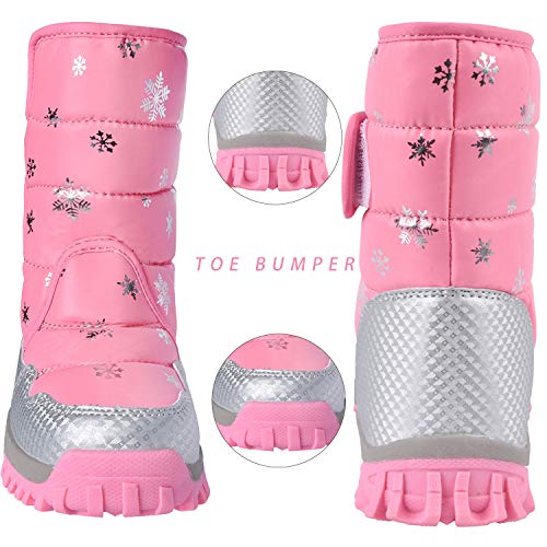 JACKSHIBO Girls Boys Outdoor Waterproof Winter Snow Boots,Pink,11.5 M US Little Kid/17.8 cm/30