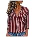 Haut Famme Manche Longues Respirant Tops Date d'anniversaire Col en V Tees pour Femme Fit Rayee Grandes Tailles Automne Polyester Bouton-Pression Modern