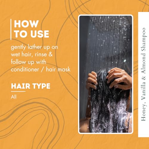 Image of Khadi Natural Honey, Vanilla & Almond Shampoo | Deep Nourishment & Smoothness | Khadi Herbal Shampoo | Sulfate, SLS & Paraben Free | Khadi Natural Shampoo for Men & Women - 420 ml