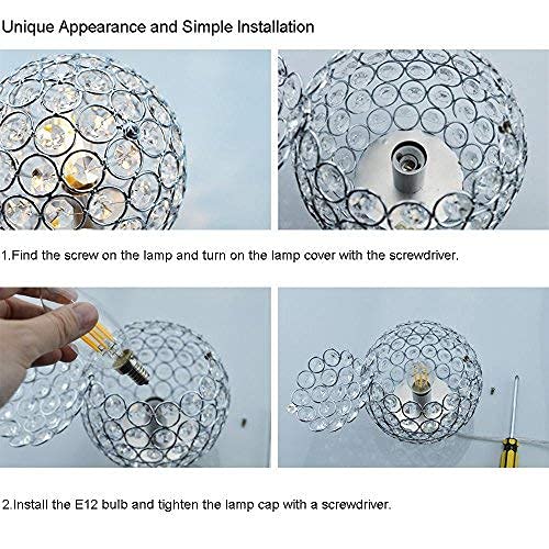 Floodoor Crystal Table Lamp,Decorative Bedside Crystal Lamp,Nightstand Lamp, Bedroom Lamp For Bedstand,Bedroom,Living Room,Guest Room,Silver #TOP3