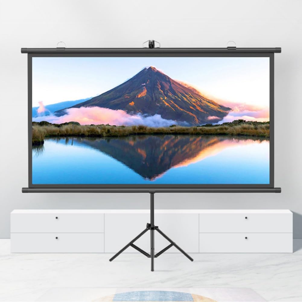 Écran de Projection Portable sur Pied, 60/72 Pouces, avec trépied, Enroulable, for intérieur et extérieur(72 inch)
