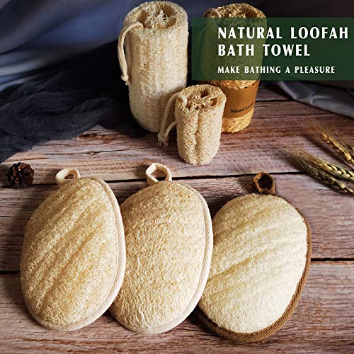 Épurateur exfoliant pour le corps en éponge de luffa naturel(2 pièces),Éponge de bain douche en luffa biodégradable pour la protection de l'environnement,Loofah pour femmes et hommes