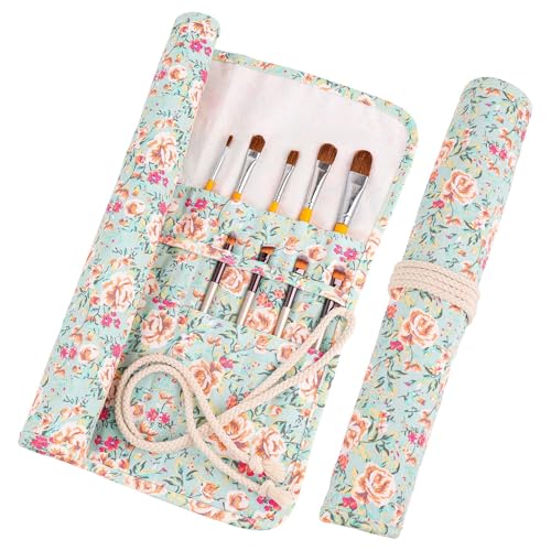 Framendino, Porta-pincéis de lona com 20 compartimentos, organizador de pincéis de pintura, organizador de pincéis de pintura, bolsa dobrável
