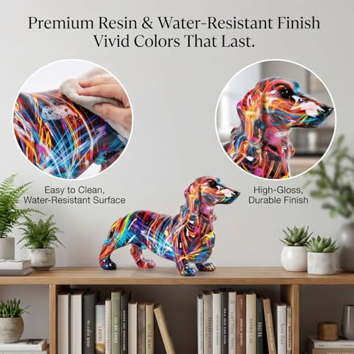 Figura colorida de perro salchicha con diseño graffiti miniatura 4