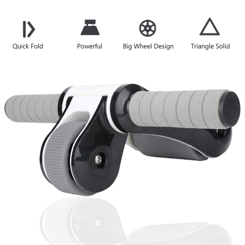 POEO Foldable Abdominal Wheel, AB Roller Wheel, Abs Trainer Outdoor Indoor Workout Machine The Efficient Abdominal Muscle Trainer for Home