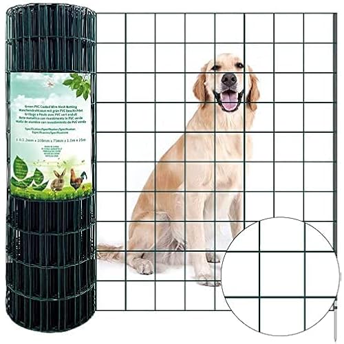 AMAGABELI GARDEN & HOME 36inch x 65ft Vinyl Welded Wire Fencing Hardware Cloth 3.9" Square Openings RAL6005 PVC Coated Wire Galvanized Vinyl Fencing Wire Roll for Garden Poultry Netting Chicken Wire