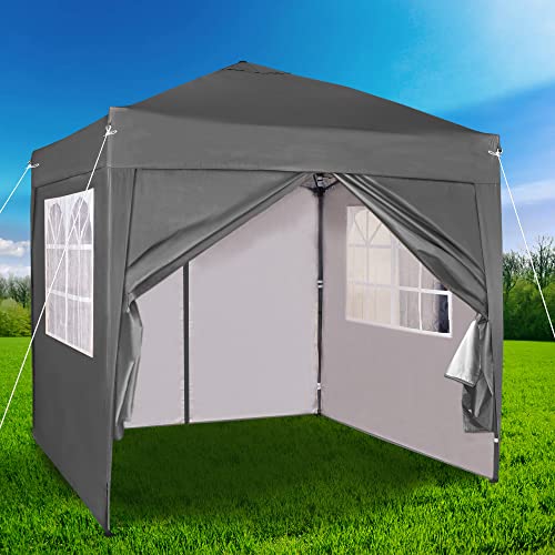 Pop-up Gazebo 2m x 2m With Sides Silver Protective Layer Waterproof Marquee Canopy (WS) (Grey) - Image 8