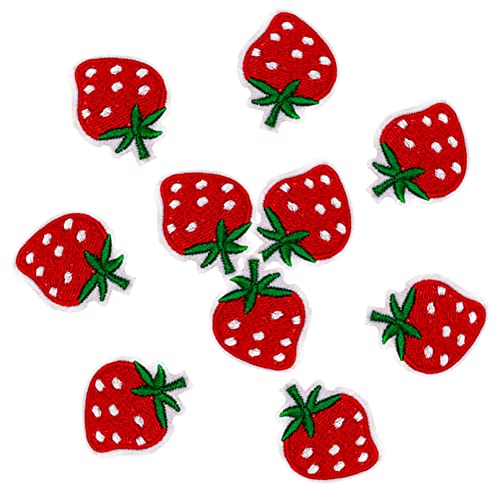 10Pcs Funny Red Strawberry Appliques Decorative Patches Embroidered Diy Sew On Iron On Patches For Shirts, Coats, Jackets, Backpacks, Caps, Jeans, Jackets #TOP2