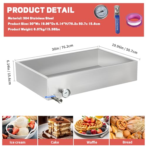 Image of Maple Syrup Evaporator Pan 15.5Gal 304 Stainless Steel Maple Syrup Evaporator with Valve and Thermometer 30 x 20 x 6 Inch Feed Pan for Boiling Maple Syrup for Home and Outdoor Use
